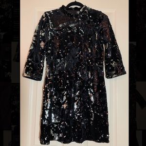 Worn Once! Zara Mini Sequin Black Dress